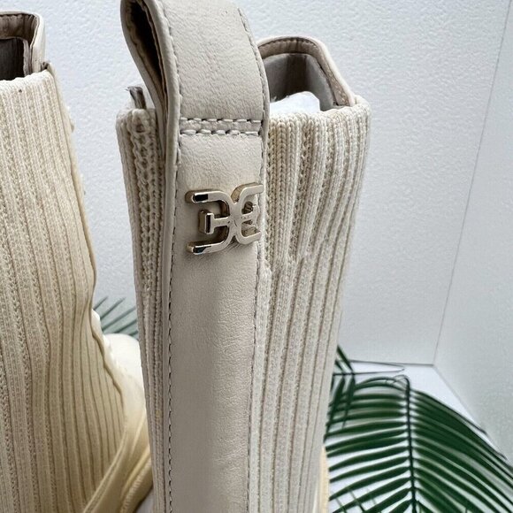 Sam Edelman Lydell Ivory Leather Combat Boots Lug Sole Size 9M NWB Chic Fall - Picture 8 of 13